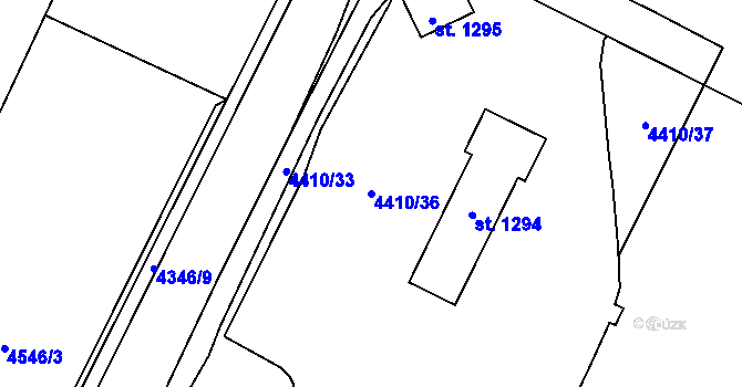 Parcela st. 4410/36 v KÚ Hrušovany nad Jevišovkou, Katastrální mapa