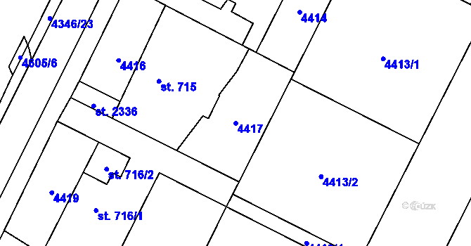 Parcela st. 4417 v KÚ Hrušovany nad Jevišovkou, Katastrální mapa