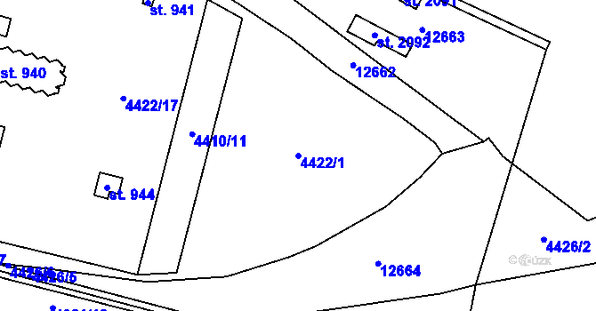 Parcela st. 4422/1 v KÚ Hrušovany nad Jevišovkou, Katastrální mapa