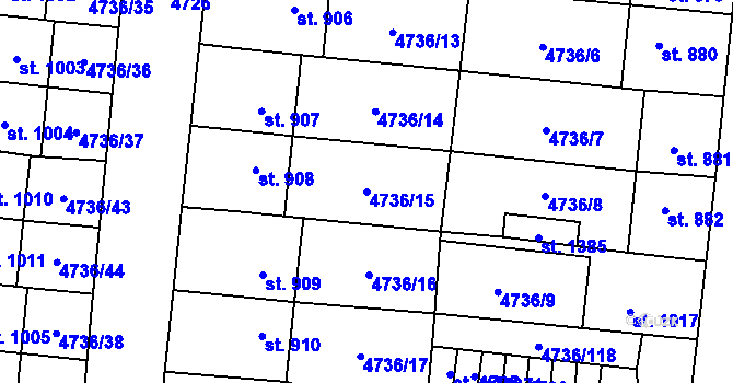 Parcela st. 4736/15 v KÚ Hrušovany nad Jevišovkou, Katastrální mapa