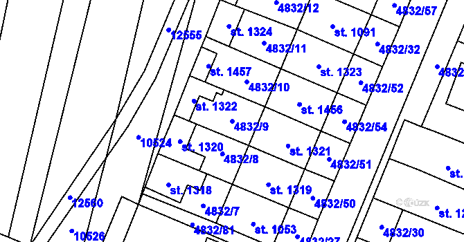 Parcela st. 4832/9 v KÚ Hrušovany nad Jevišovkou, Katastrální mapa