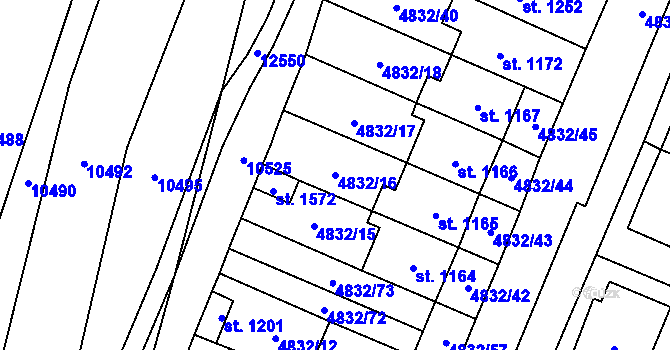 Parcela st. 4832/16 v KÚ Hrušovany nad Jevišovkou, Katastrální mapa