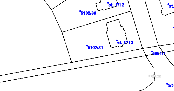 Parcela st. 5102/81 v KÚ Hrušovany nad Jevišovkou, Katastrální mapa