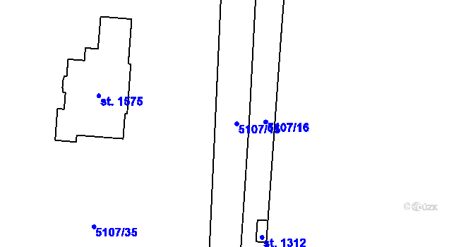 Parcela st. 5107/15 v KÚ Hrušovany nad Jevišovkou, Katastrální mapa