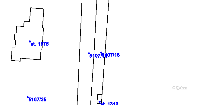 Parcela st. 5107/16 v KÚ Hrušovany nad Jevišovkou, Katastrální mapa