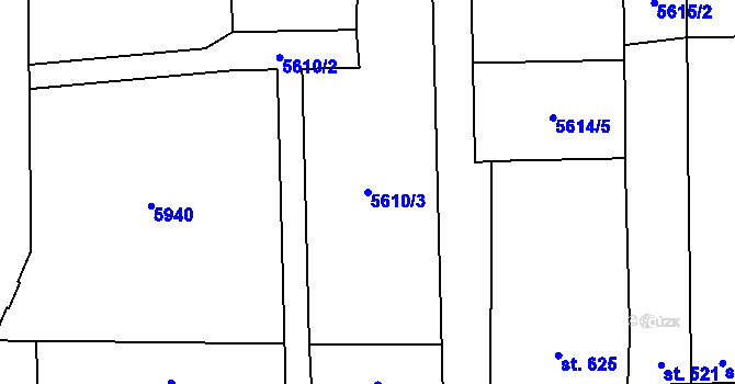 Parcela st. 5610/3 v KÚ Hrušovany nad Jevišovkou, Katastrální mapa