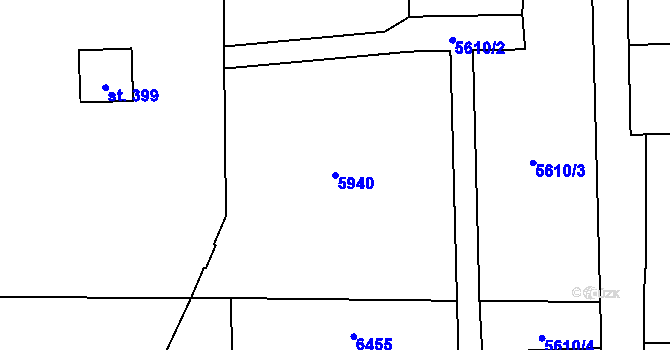 Parcela st. 5940 v KÚ Hrušovany nad Jevišovkou, Katastrální mapa