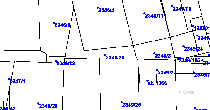 Parcela st. 2346/20 v KÚ Hrušovany nad Jevišovkou, Katastrální mapa
