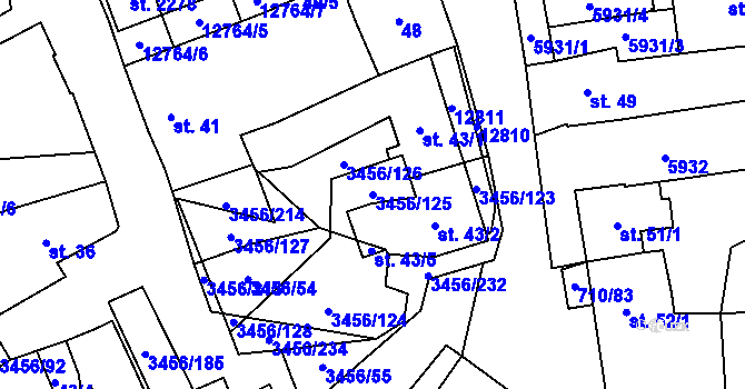 Parcela st. 3456/125 v KÚ Hrušovany nad Jevišovkou, Katastrální mapa