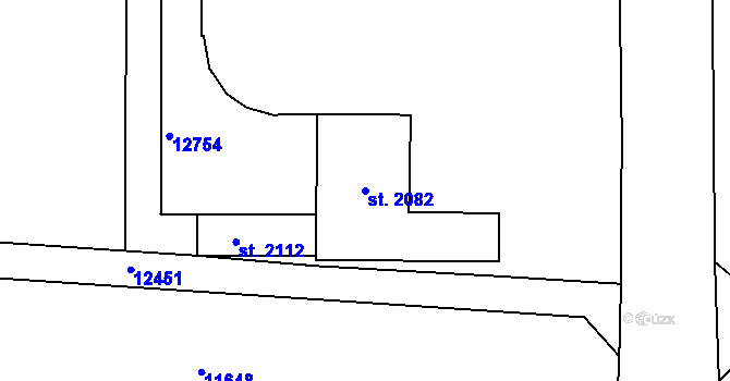 Parcela st. 2082 v KÚ Hrušovany nad Jevišovkou, Katastrální mapa
