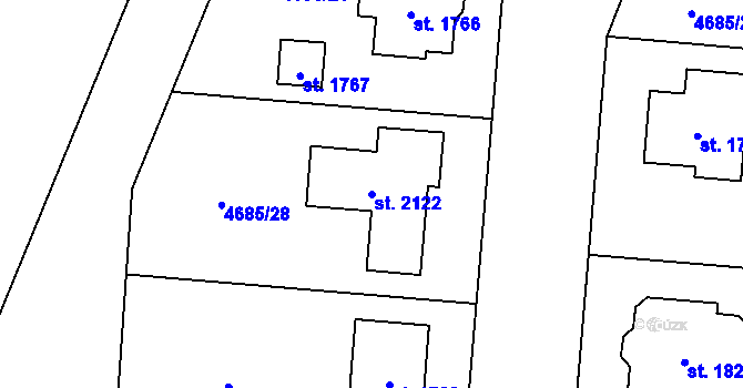 Parcela st. 2122 v KÚ Hrušovany nad Jevišovkou, Katastrální mapa