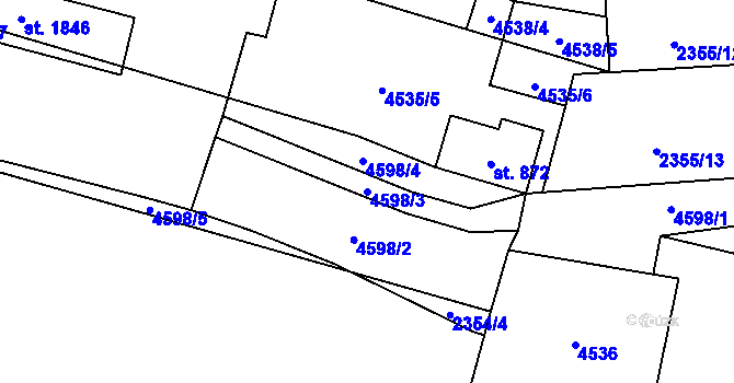 Parcela st. 4598/3 v KÚ Hrušovany nad Jevišovkou, Katastrální mapa