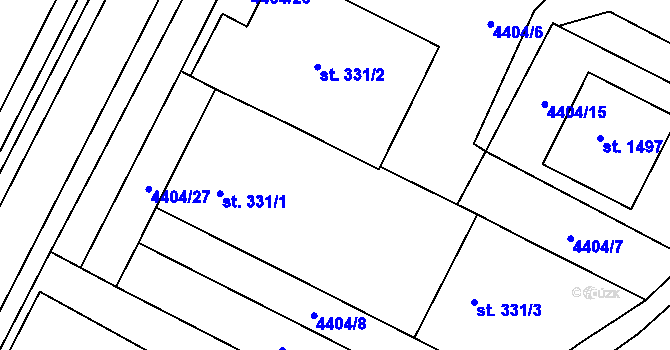 Parcela st. 331/5 v KÚ Hrušovany nad Jevišovkou, Katastrální mapa