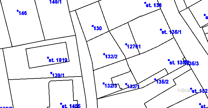 Parcela st. 132/2 v KÚ Hrušovany nad Jevišovkou, Katastrální mapa