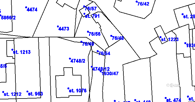 Parcela st. 76/54 v KÚ Hrušovany nad Jevišovkou, Katastrální mapa