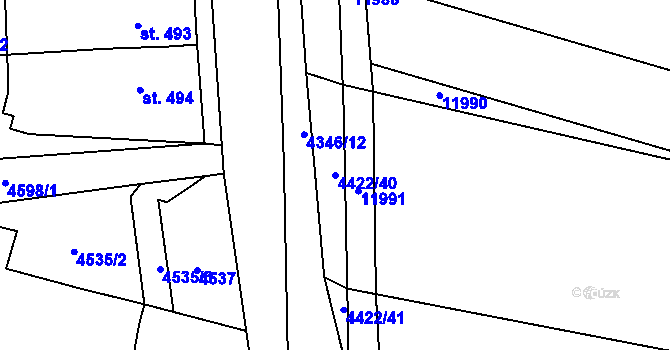 Parcela st. 4422/40 v KÚ Hrušovany nad Jevišovkou, Katastrální mapa