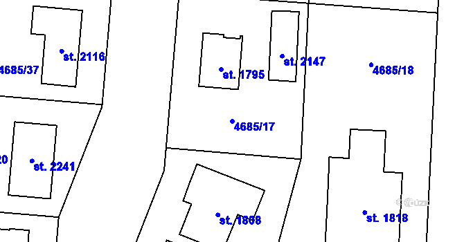 Parcela st. 4685/17 v KÚ Hrušovany nad Jevišovkou, Katastrální mapa