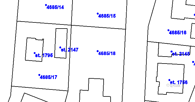 Parcela st. 4685/18 v KÚ Hrušovany nad Jevišovkou, Katastrální mapa