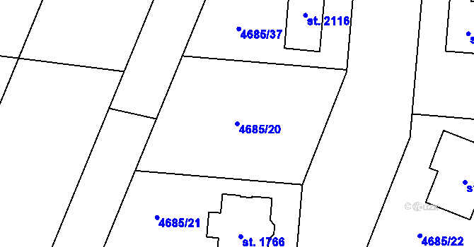 Parcela st. 4685/20 v KÚ Hrušovany nad Jevišovkou, Katastrální mapa