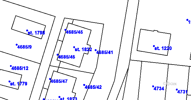 Parcela st. 4685/41 v KÚ Hrušovany nad Jevišovkou, Katastrální mapa