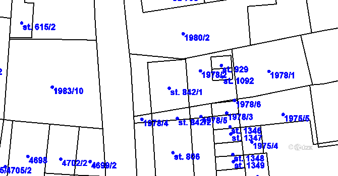 Parcela st. 842/1 v KÚ Hrušovany nad Jevišovkou, Katastrální mapa