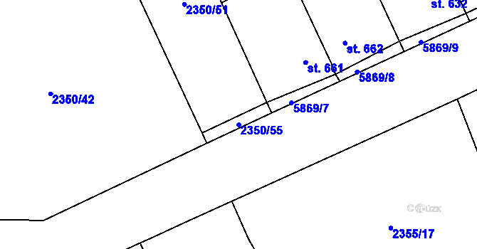 Parcela st. 2350/55 v KÚ Hrušovany nad Jevišovkou, Katastrální mapa