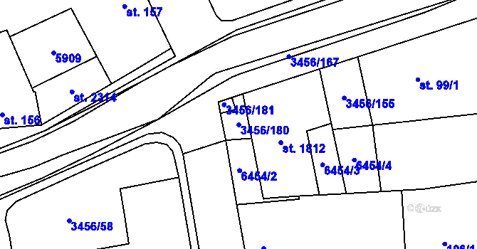 Parcela st. 3456/180 v KÚ Hrušovany nad Jevišovkou, Katastrální mapa