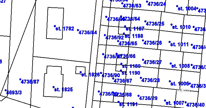 Parcela st. 4736/91 v KÚ Hrušovany nad Jevišovkou, Katastrální mapa