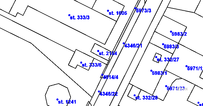 Parcela st. 5973/7 v KÚ Hrušovany nad Jevišovkou, Katastrální mapa