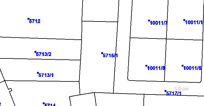 Parcela st. 5716/1 v KÚ Hrušovany nad Jevišovkou, Katastrální mapa