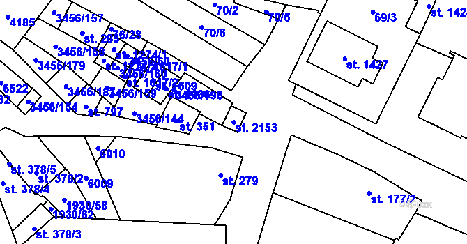 Parcela st. 2153 v KÚ Hrušovany nad Jevišovkou, Katastrální mapa