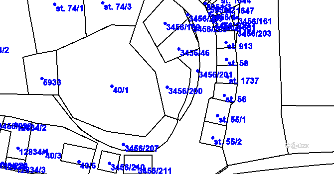 Parcela st. 3456/200 v KÚ Hrušovany nad Jevišovkou, Katastrální mapa