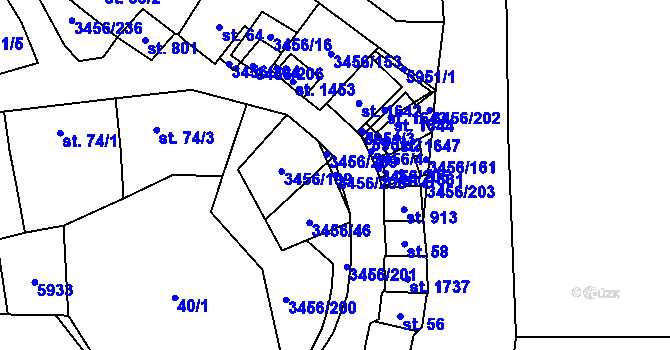 Parcela st. 3456/208 v KÚ Hrušovany nad Jevišovkou, Katastrální mapa