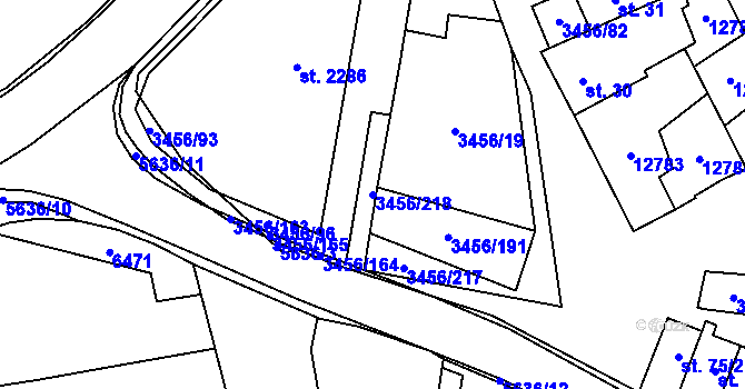 Parcela st. 3456/218 v KÚ Hrušovany nad Jevišovkou, Katastrální mapa