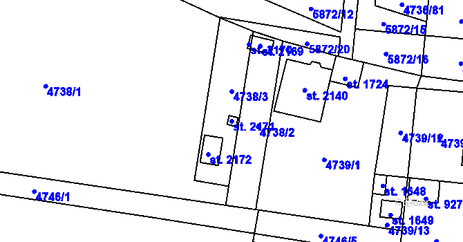 Parcela st. 2171 v KÚ Hrušovany nad Jevišovkou, Katastrální mapa