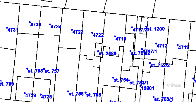 Parcela st. 2189 v KÚ Hrušovany nad Jevišovkou, Katastrální mapa