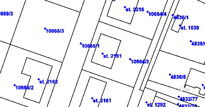 Parcela st. 2191 v KÚ Hrušovany nad Jevišovkou, Katastrální mapa