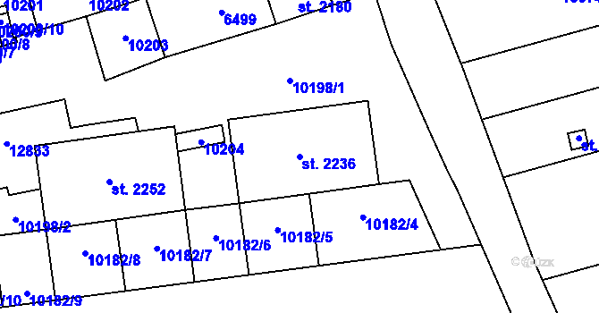Parcela st. 2236 v KÚ Hrušovany nad Jevišovkou, Katastrální mapa