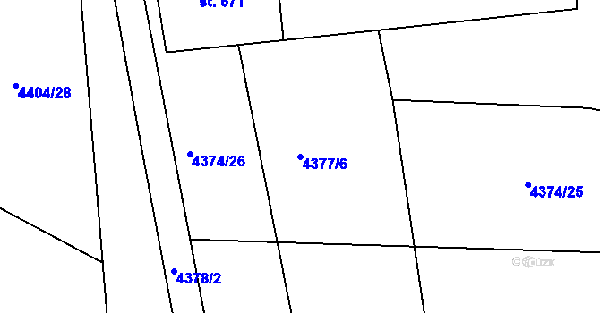 Parcela st. 4377/6 v KÚ Hrušovany nad Jevišovkou, Katastrální mapa