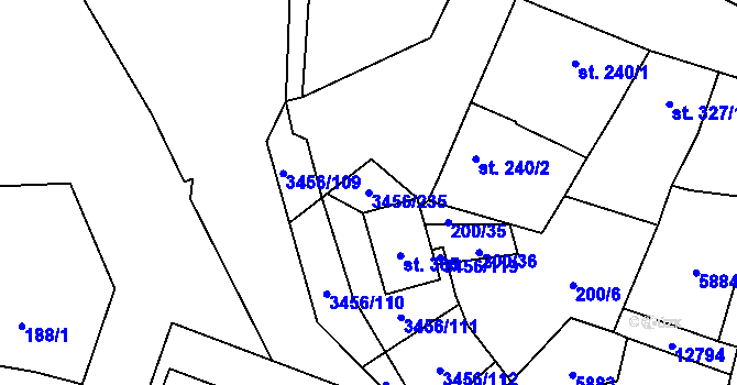 Parcela st. 3456/235 v KÚ Hrušovany nad Jevišovkou, Katastrální mapa