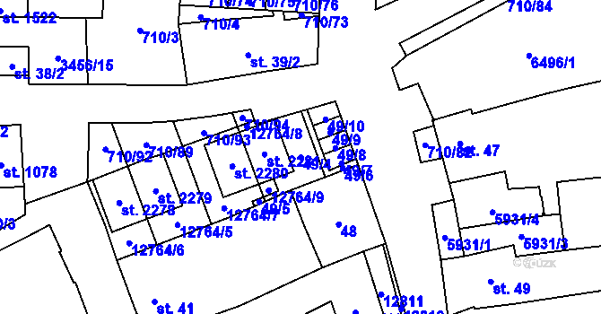 Parcela st. 49/4 v KÚ Hrušovany nad Jevišovkou, Katastrální mapa