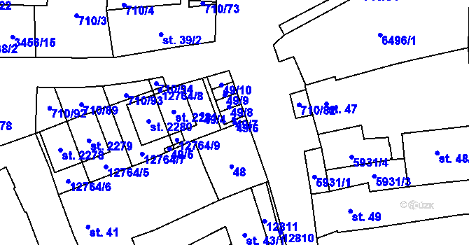 Parcela st. 49/6 v KÚ Hrušovany nad Jevišovkou, Katastrální mapa