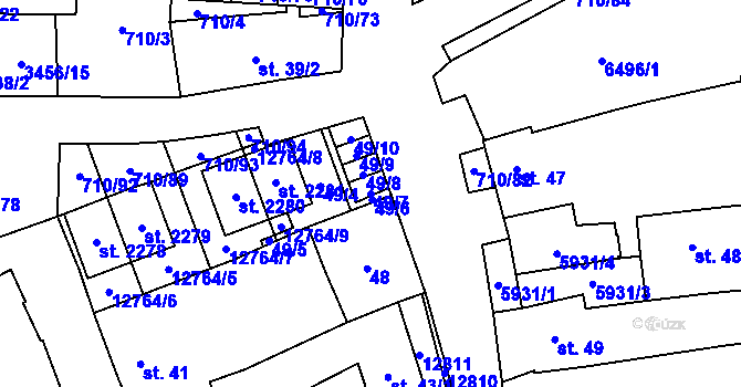 Parcela st. 49/7 v KÚ Hrušovany nad Jevišovkou, Katastrální mapa