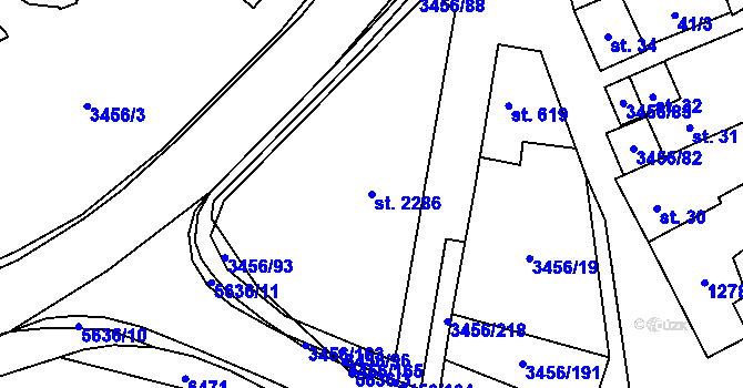 Parcela st. 2286 v KÚ Hrušovany nad Jevišovkou, Katastrální mapa