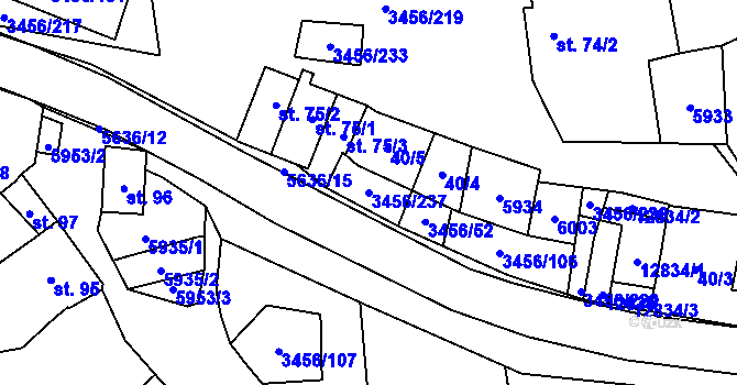Parcela st. 3456/237 v KÚ Hrušovany nad Jevišovkou, Katastrální mapa