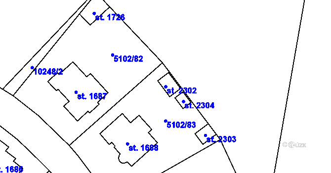 Parcela st. 2302 v KÚ Hrušovany nad Jevišovkou, Katastrální mapa