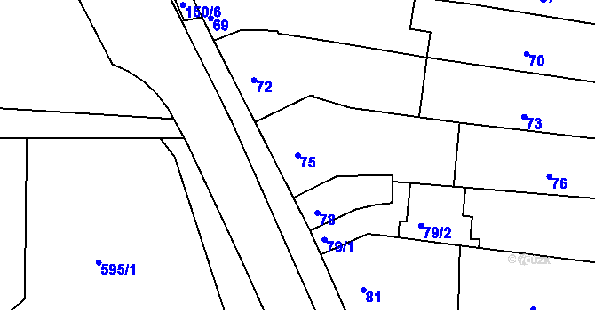Parcela st. 75 v KÚ Hrušovany u Brna, Katastrální mapa