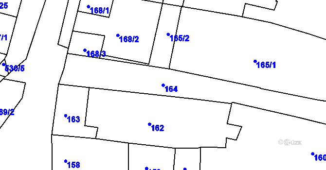 Parcela st. 164 v KÚ Hrušovany u Brna, Katastrální mapa