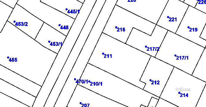 Parcela st. 211 v KÚ Hrušovany u Brna, Katastrální mapa