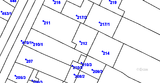 Parcela st. 212 v KÚ Hrušovany u Brna, Katastrální mapa